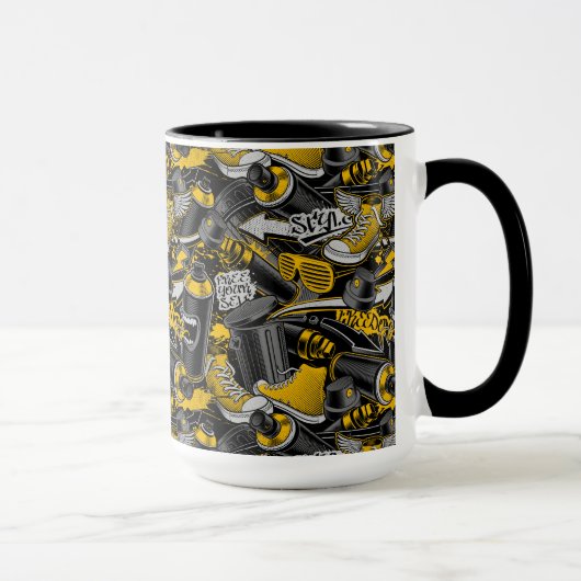 レトログラフィティアーバン通りパターン マグカップ (右)