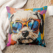 レトログラフィティグルーヴィーシーズー(犬)ズドッグインシェード クッション (ブランケット)