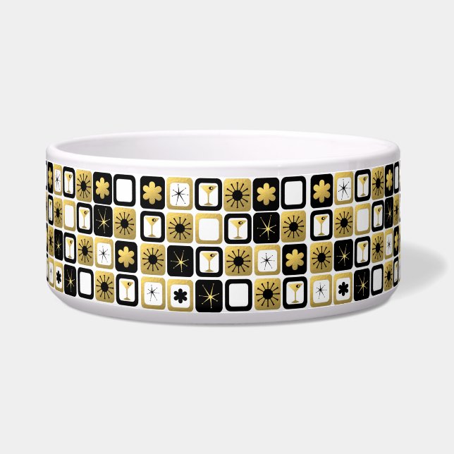 レトログラマラス金ゴールドセラミックペットボウル ボウル (正面)