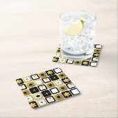 レトログラマラス金ゴールド紙コースター スクエアペーパーコースター (インサイチュ)