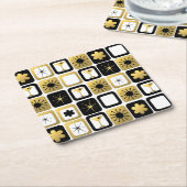 レトログラマラス金ゴールド紙コースター スクエアペーパーコースター (アングル)