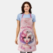 レトログラマー女の子アニメーションかわいい漫画美しい エプロン (着用した状態)