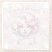 レトログラマー女の子アニメーションかわいい漫画美しい ガラスコースター (裏面)