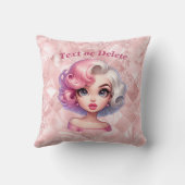 レトログラマー女の子アニメーションかわいい漫画美しい クッション (裏面)