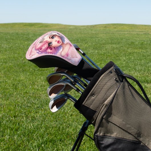 レトログラマー女の子アニメーションかわいい漫画美しい ゴルフヘッドカバー (インサイチュ)