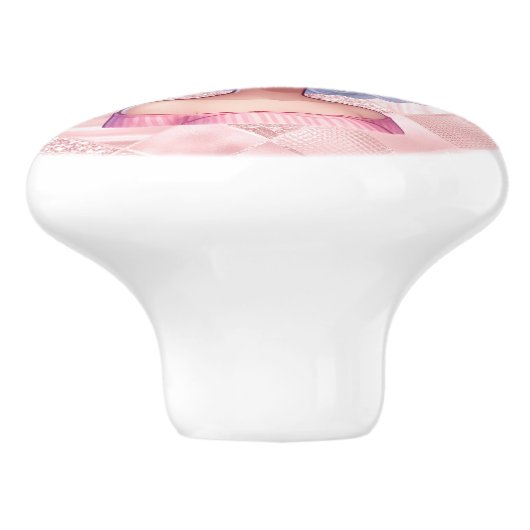 レトログラマー女の子アニメーションかわいい漫画美しい セラミックノブ (側面)