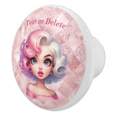 レトログラマー女の子アニメーションかわいい漫画美しい セラミックノブ (右)