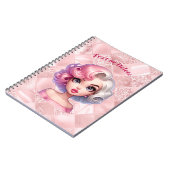 レトログラマー女の子アニメーションかわいい漫画美しい ノートブック (左側)