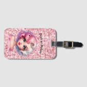 レトログラマー女の子アニメーションかわいい漫画美しい ラゲッジタグ (正面横)