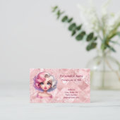 レトログラマー女の子アニメーションかわいい漫画美しい 名刺 (スタンド正面)