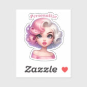 レトログラマー女の子アニメーション漫画パーソナライズ シール (シート)