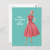 レトログラマー女性サンキューハガキ ポストカード (正面/裏面)