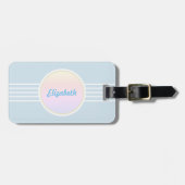 レトログラムアイスパーソナライズされたブルーアンドオパール ラゲッジタグ (正面横)