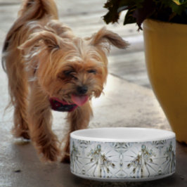 レトログラムアールデコヴィンテージラインストーンズペット ボウル