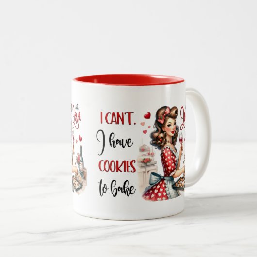 レトログラムガールおもしろい皮肉キッチン引用文 ツートーンマグカップ (正面右)