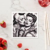 レトログラムタトゥーガールズ スタンダードカクテルナプキン (インサイチュ)