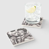 レトログラムタトゥーガールズ ストーンコースター (横)