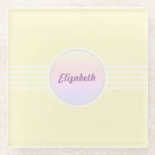 レトログラムパーソナライズされたきらめく金ゴールドとオパール ガラスコースター (正面)