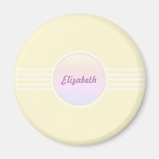 レトログラムパーソナライズされたきらめく金ゴールドとオパール マグネット (正面)