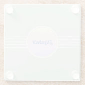 レトログラムパーソナライズされたミントグリーンアンドオパール ガラスコースター (裏面)