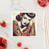 レトログラムピンアップ スタンダードカクテルナプキン (インサイチュ)