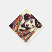 レトログラムピンアップ スタンダードカクテルナプキン (角)