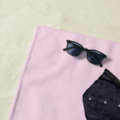 レトログラムブラックコルセットピンク ビーチタオル (インサイチュ)