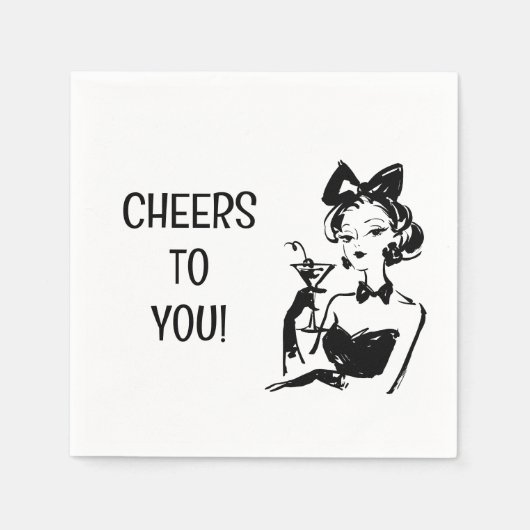 レトログラムマルティニディヴァデザイン スタンダードカクテルナプキン (正面)