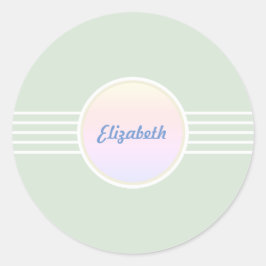 レトログラムミントグリーンアンドオパール封筒用シール ラウンドシール