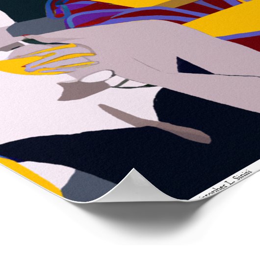 レトログラム数々のカラーのデジタルアフタヌーンワイン ポスター (角)