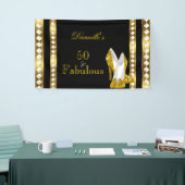 レトログラモールハリウッドファブラス50金ゴールドデコヒール 横断幕 (トレードショー)