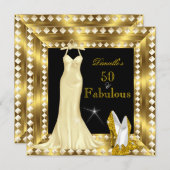 レトログラモールハリウッドファブラス50金ゴールドデコ3 招待状 (正面/裏面)