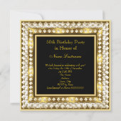 レトログラモールハリウッドファブラス50金ゴールドデコ 招待状 (裏面)