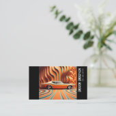 レトログランジオレンスタイリッシュジ茶色の旧車 名刺 (スタンド正面)