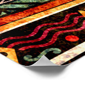 レトログランジスタイルの部族フォークパターン ポスター (角)