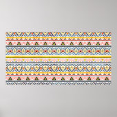 レトログランジスタイルの部族フォークパターン ポスター (正面)