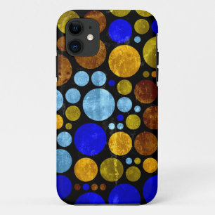 レトログランジ水玉模様 イエローブルーアクア iPhone 11 ケース