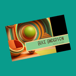 レトログランジ オレンジ ブラウン おしゃれ オリジナル 名刺