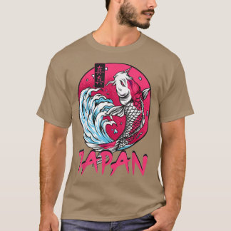 レトログランジJAPAN WAVE KANJI魚ヴィンテージコイ車 Tシャツ