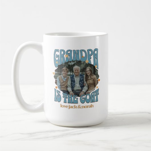 レトログランパはヤギの写真マグカップ コーヒーマグカップ (左)