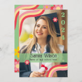 レトログラードパーティの招待状と写真（緑） 招待状 (正面/裏面)