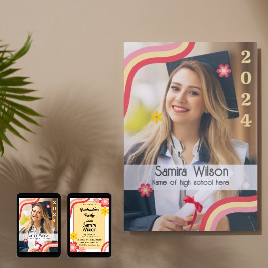 レトログラードパーティの招待状と写真（黄色） 招待状