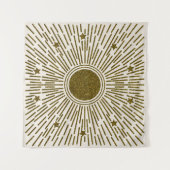 レトログリッター、金色の太陽と光線 タペストリー (正面(横))