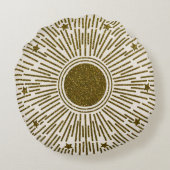 レトログリッター、金色の太陽光線 ラウンドクッション (裏面)