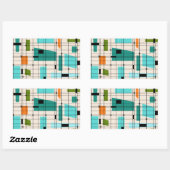 レトログリッドとスターバストのシール 長方形シール (シート)