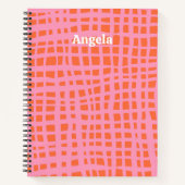 レトログリッド抽象芸術パターンのパーソナライズ ノートブック (正面)