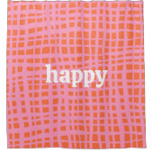 レトログリッド抽象芸術パターン幸せ シャワーカーテン (正面)