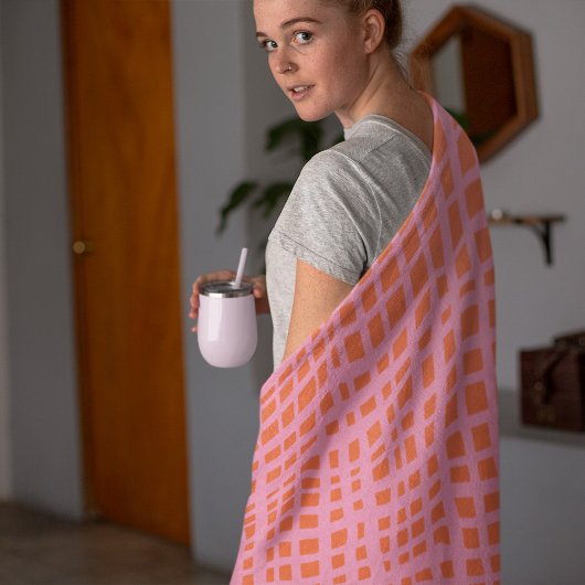 レトログリッド抽象芸術パターン フリースブランケット