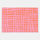 レトログリッド抽象芸術パターン ラッピングペーパーシート (正面3)