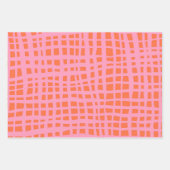 レトログリッド抽象芸術パターン ラッピングペーパーシート (正面)